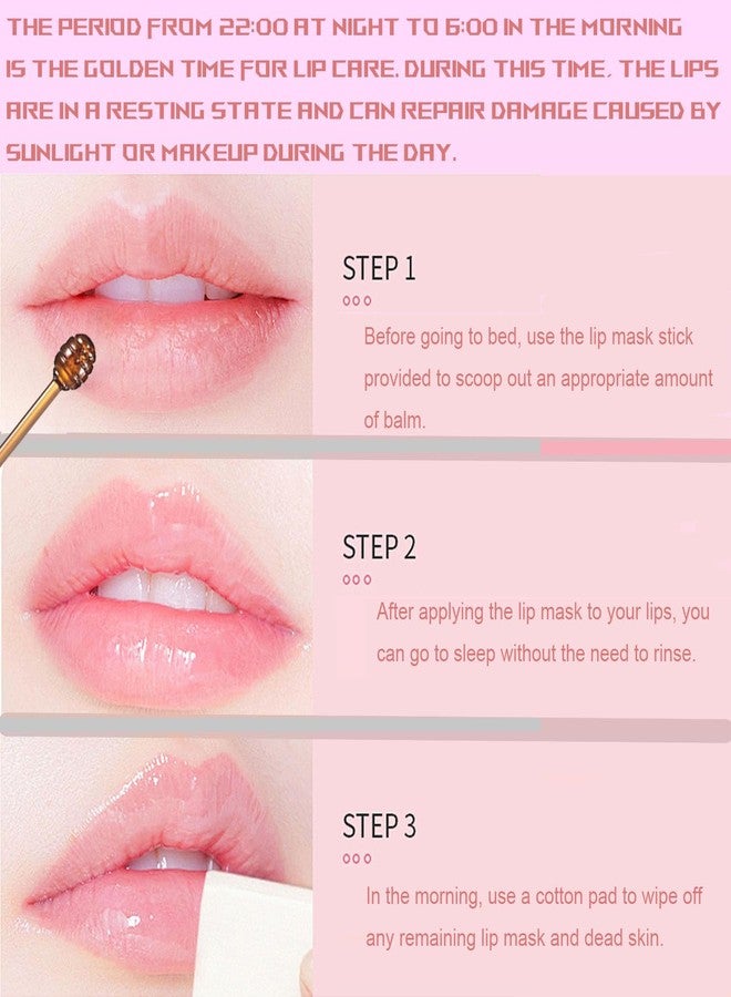 TIRDET 4 PCS Bee Lip Balm Honey Pot, Honey Strawberry Watermelon Apple Sleeping Lip Mask Overnight with Sticks, Exfoliating Prevention Dry and Crack Lip Scrubs - Image 3